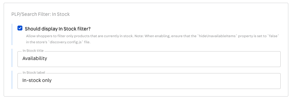 Delivery Promise Availability (In-stock) filter